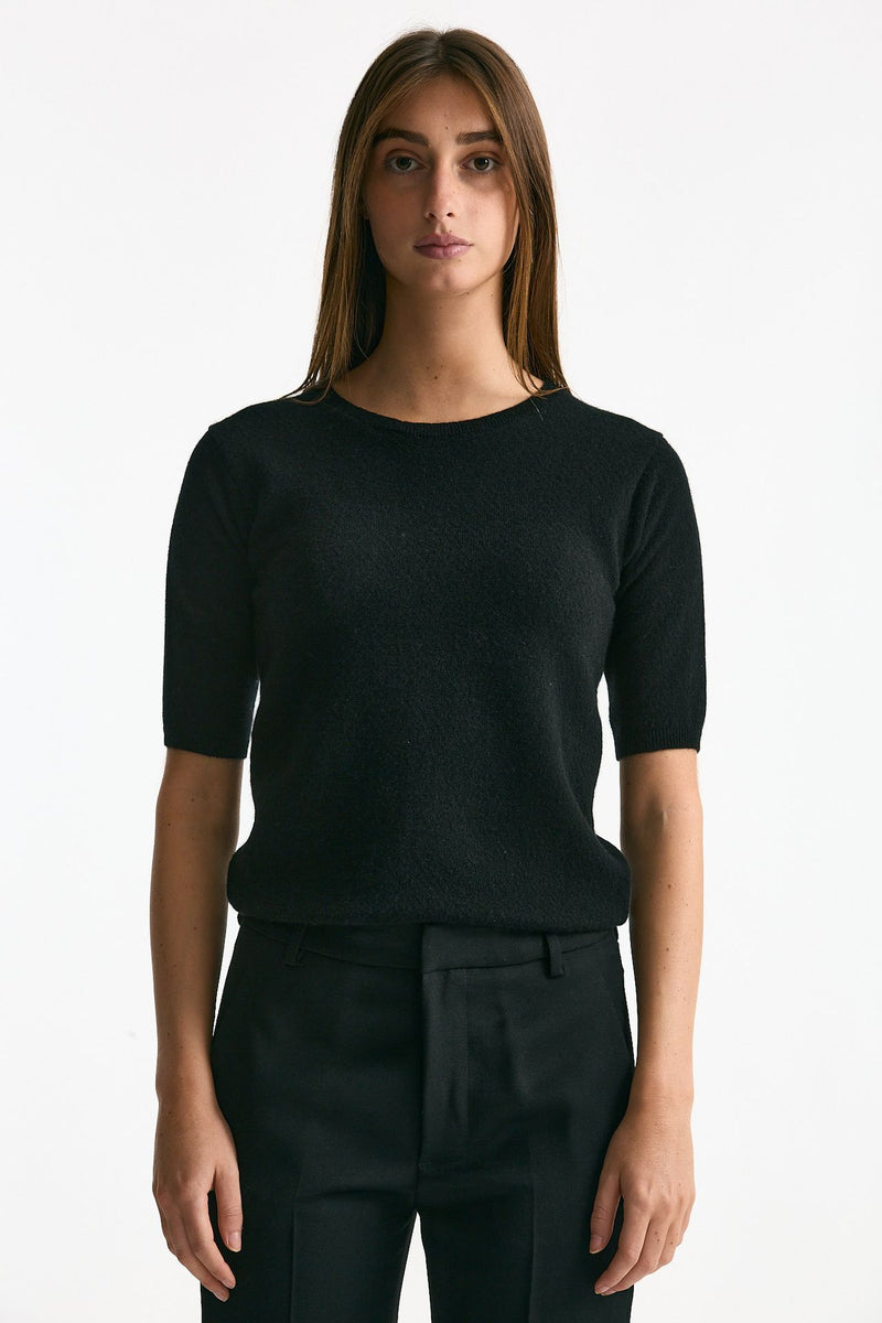 Maglia girocollo in cashmere nero donna ( p - s ) - 2