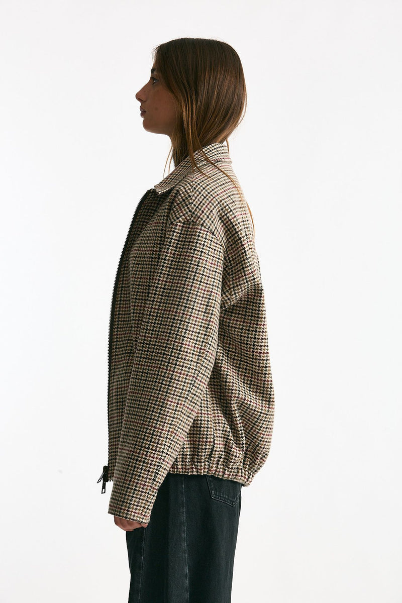 Bomber over in lana Check cammello donna ( p - s ) - 2