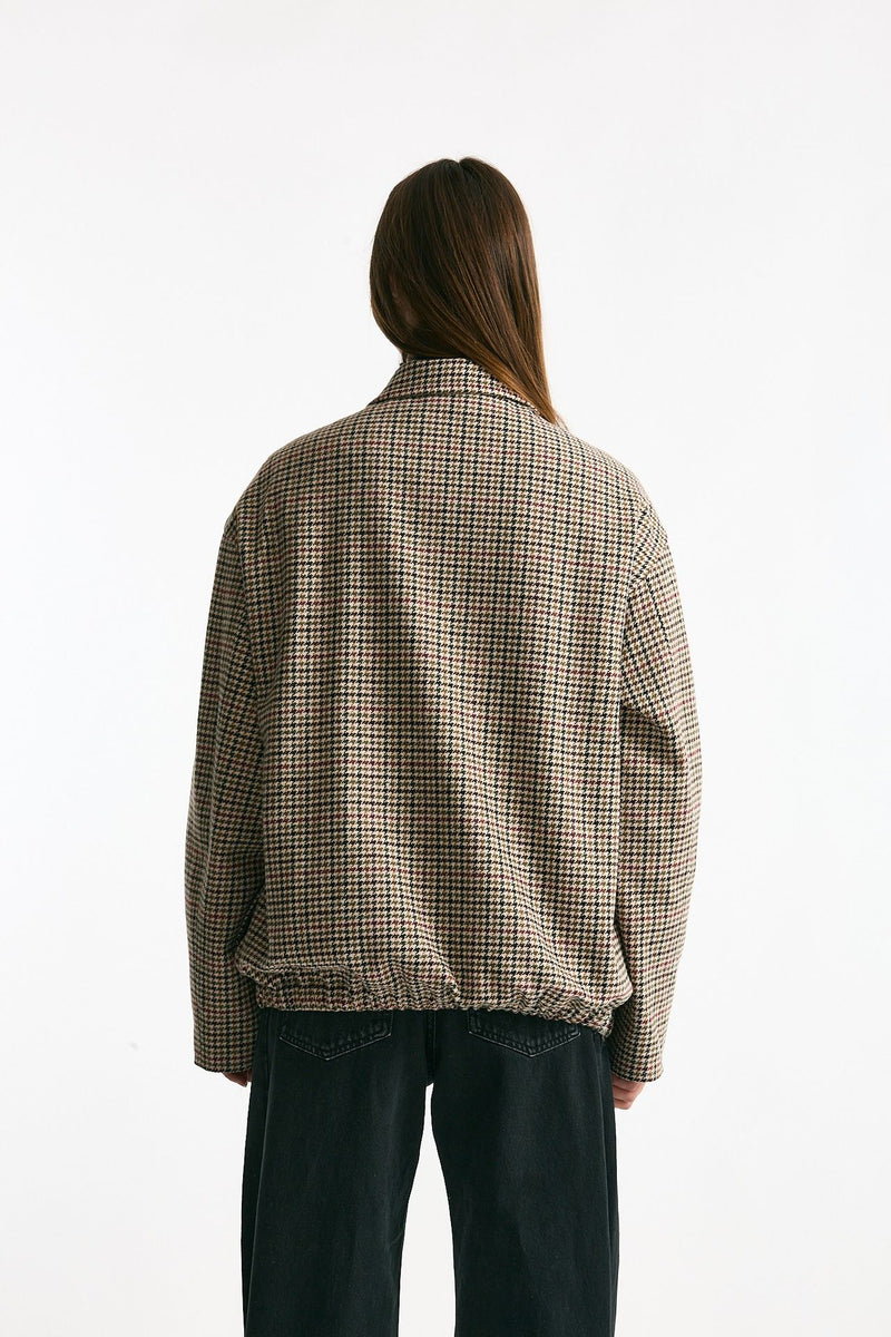 Bomber over in lana Check cammello donna ( p - s ) - 3