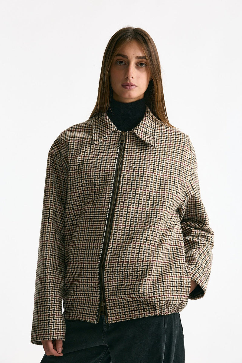 Bomber over in lana Check cammello donna ( p - s ) - 4