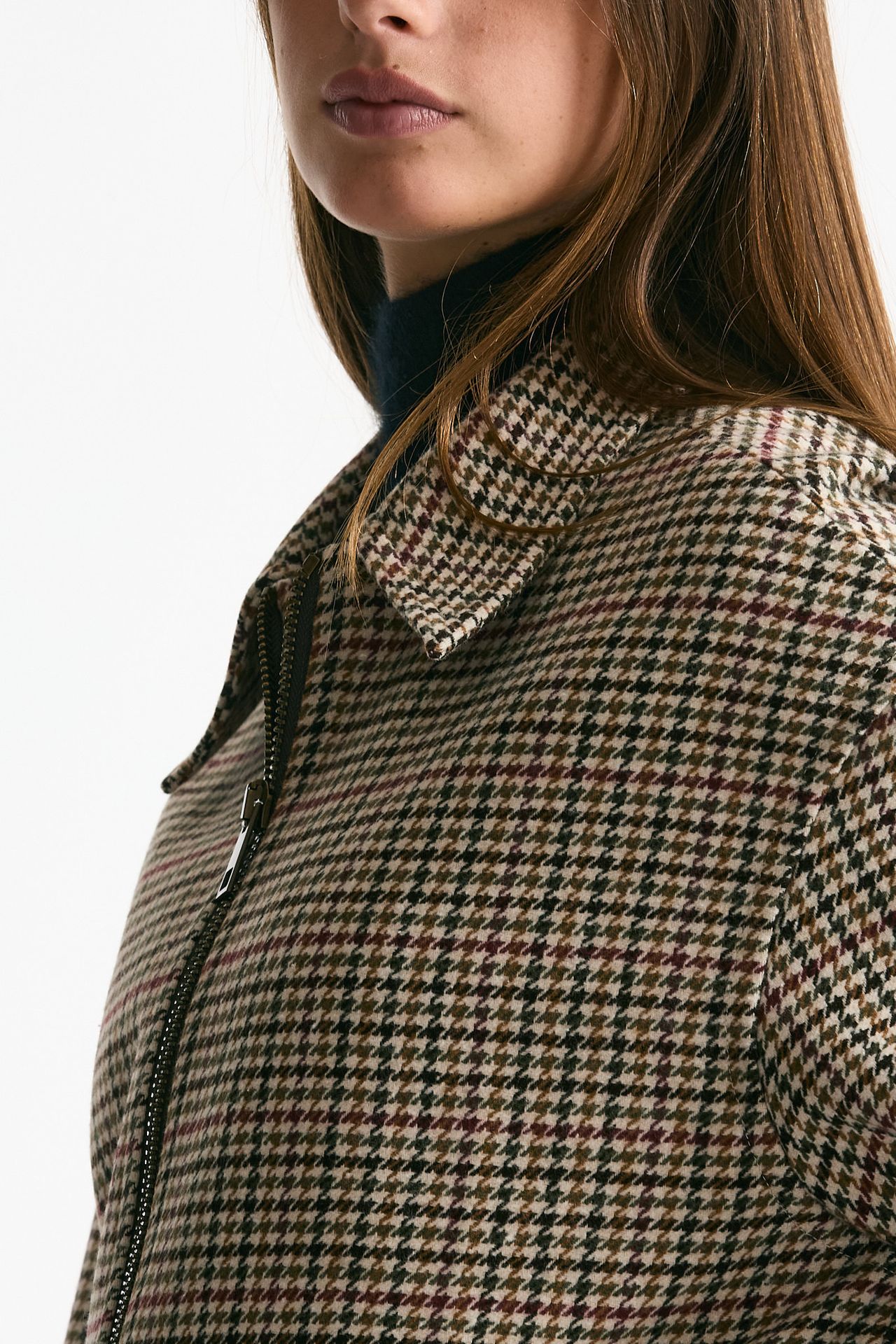 Bomber over in lana Check cammello donna ( p - s ) - 5