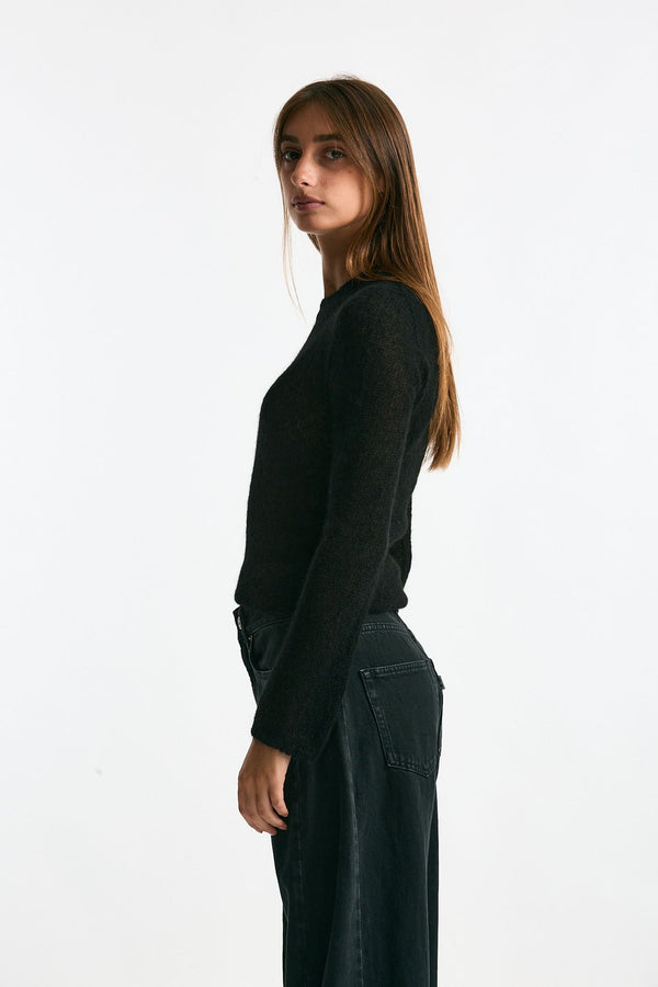 Maglia girocollo in alpaca nero donna Scaglione