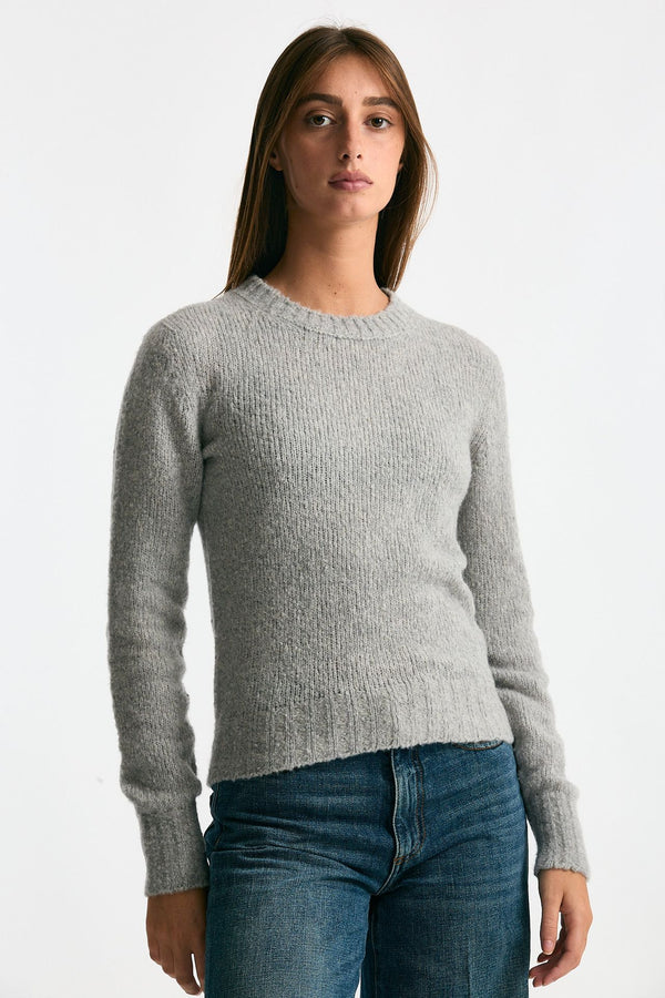 Girocollo basic in lana e cashmere grigio melange donna Scaglione