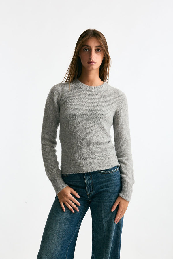 Girocollo basic in lana e cashmere grigio melange donna Scaglione