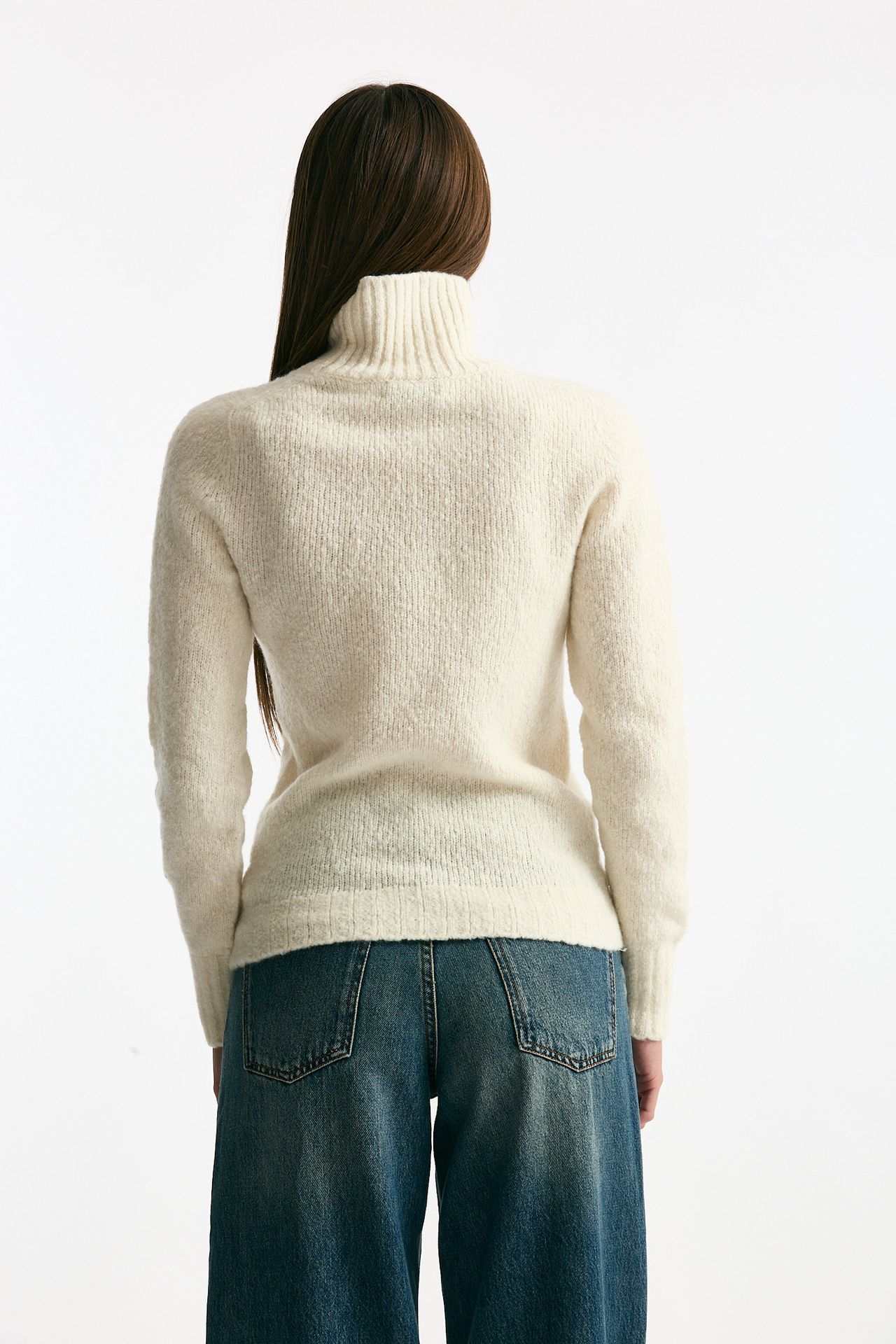 Dolcevita basic in lana e cashmere grigio bianco donna Scaglione - 3