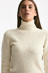 Dolcevita basic in lana e cashmere grigio bianco donna Scaglione - 4