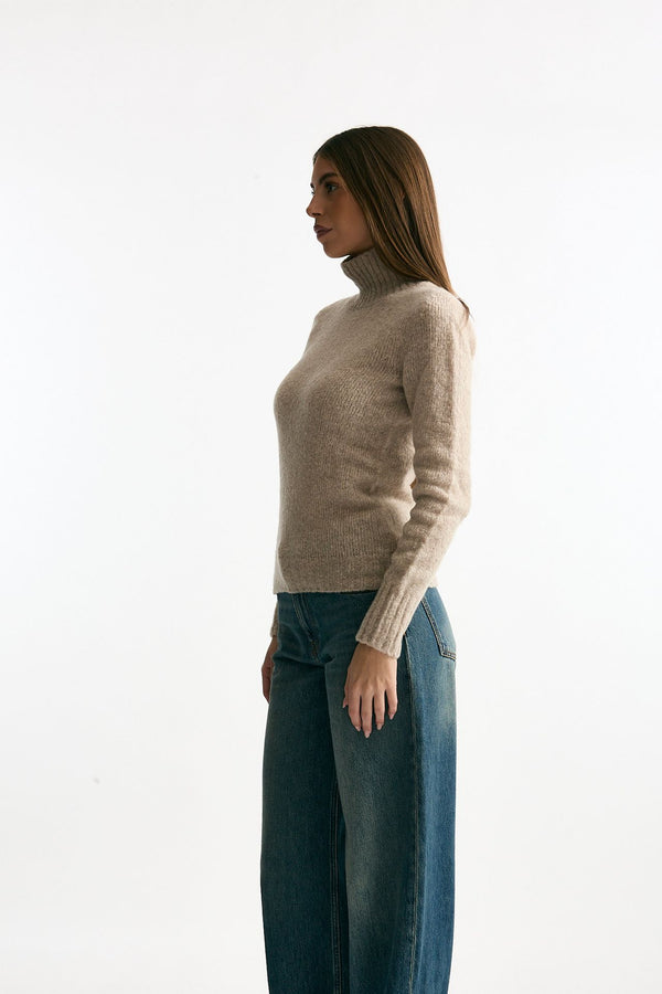Girocollo basic in lana e cashmere tortora donna Scaglione