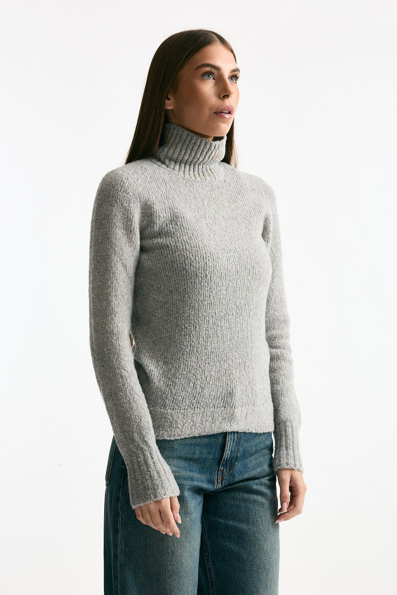 Girocollo basic in lana e cashmere grigio melange donna Scaglione - 4
