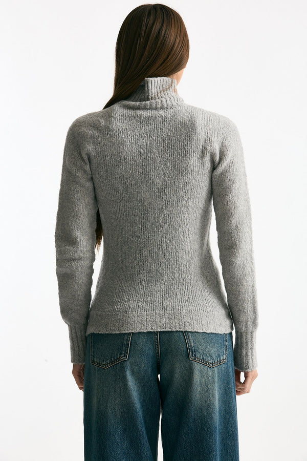 Girocollo basic in lana e cashmere grigio melange donna Scaglione