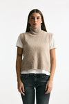 Maglia gilet in lana e cashmere beige donna Scaglione - 1