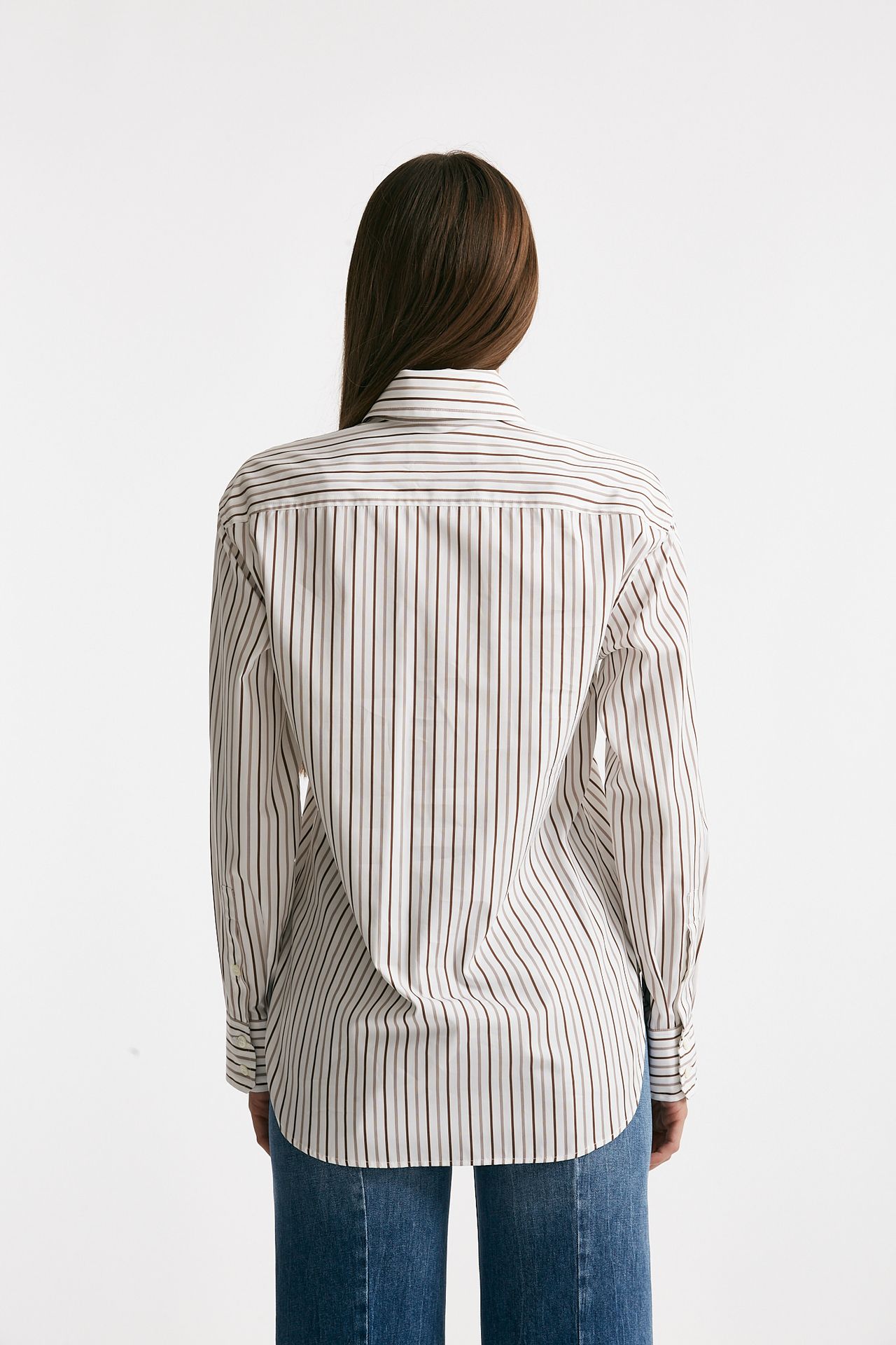 Camicia over bianca rigata donna Seafarer - 4