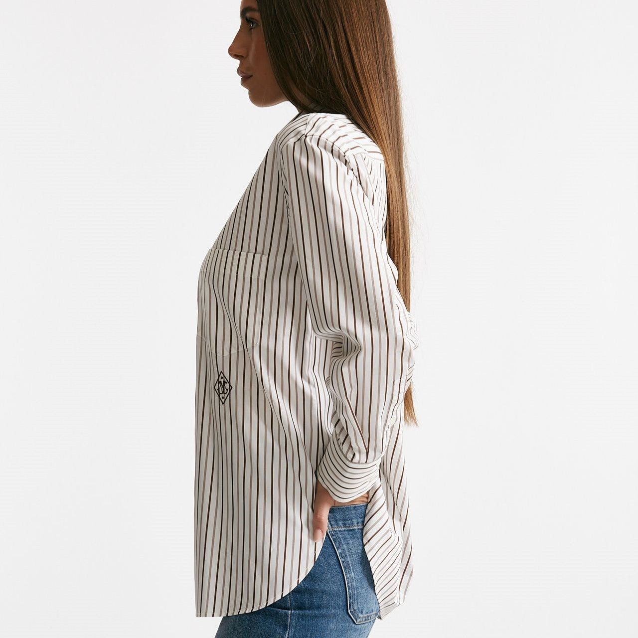 Camicia over bianca rigata donna Seafarer - 7