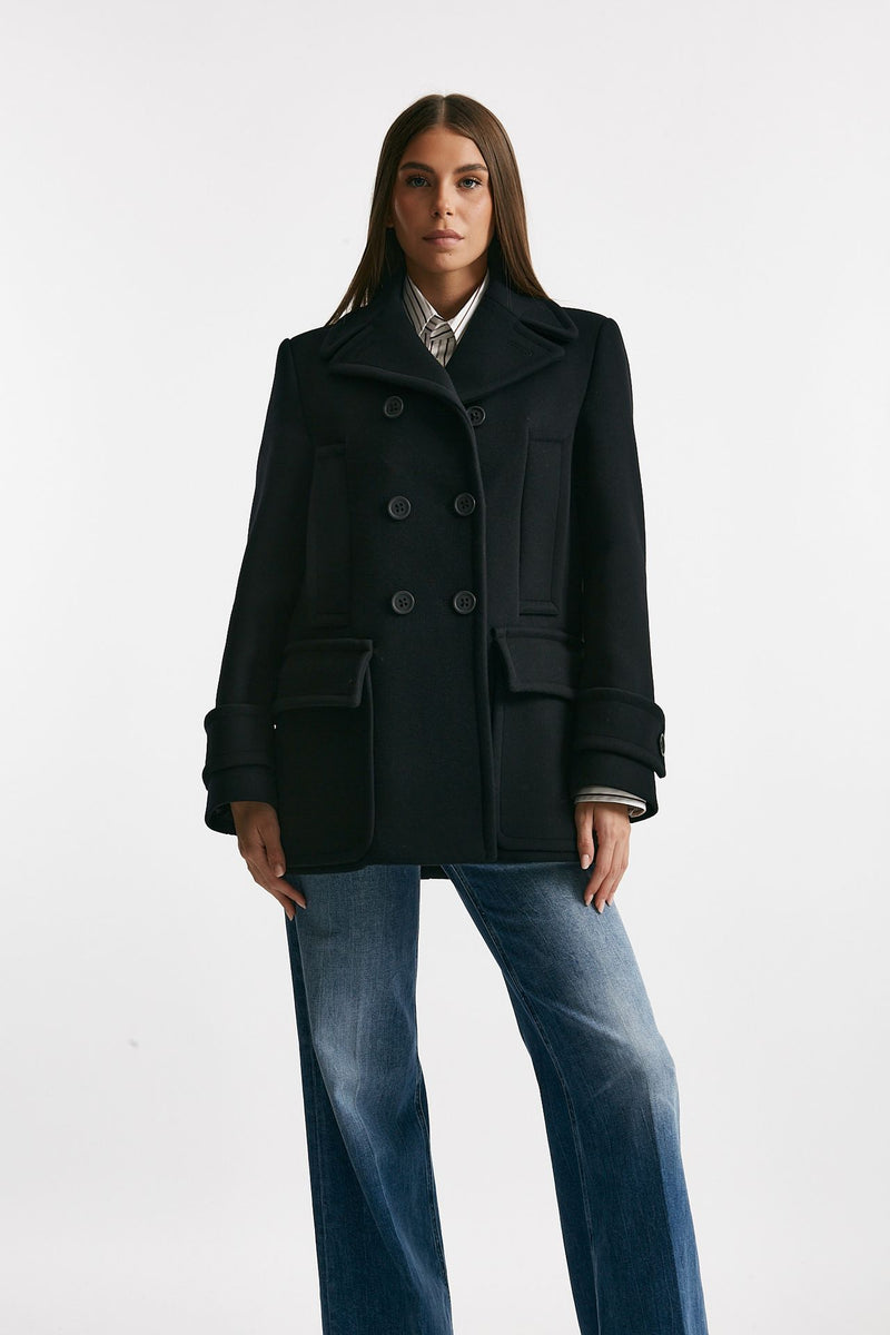 Caban doppiopetto nero donna Seafarer - 4