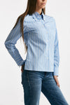 Camicia rigata azzurra e bianca donna Seafarer - 2