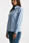 Camicia rigata azzurra e bianca donna Seafarer - 4