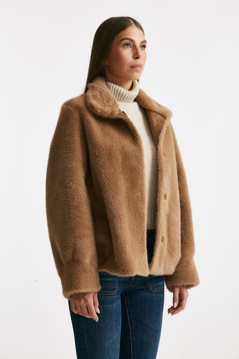 Eco fur crop cammello donna Myskin - 2