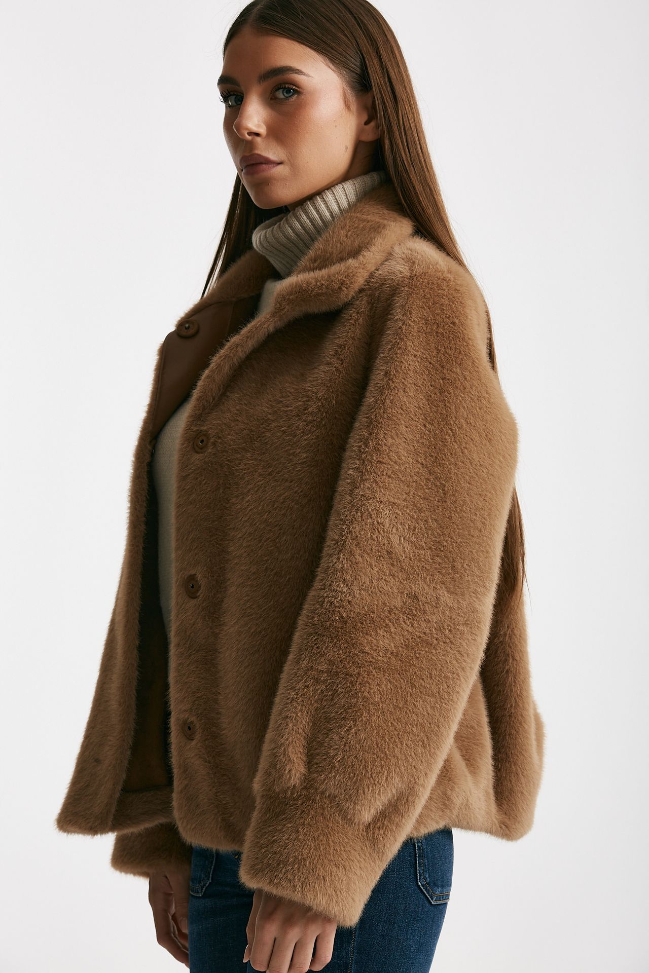 Eco fur crop cammello donna Myskin - 1