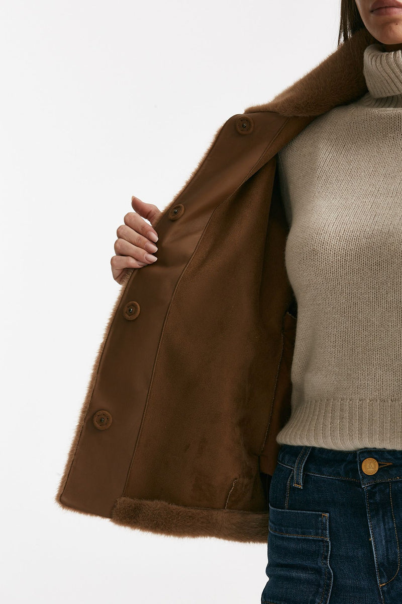 Eco fur crop cammello donna Myskin - 7