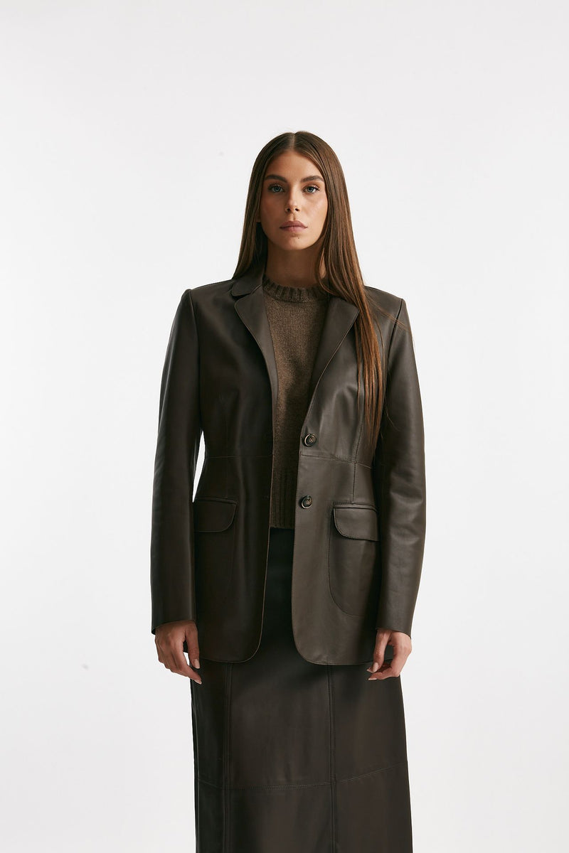 Giacca in vera pelle marrone donna Myskin - 1