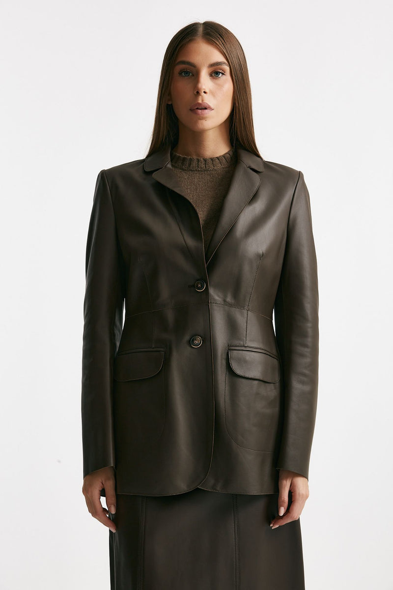 Giacca in vera pelle marrone donna Myskin - 4