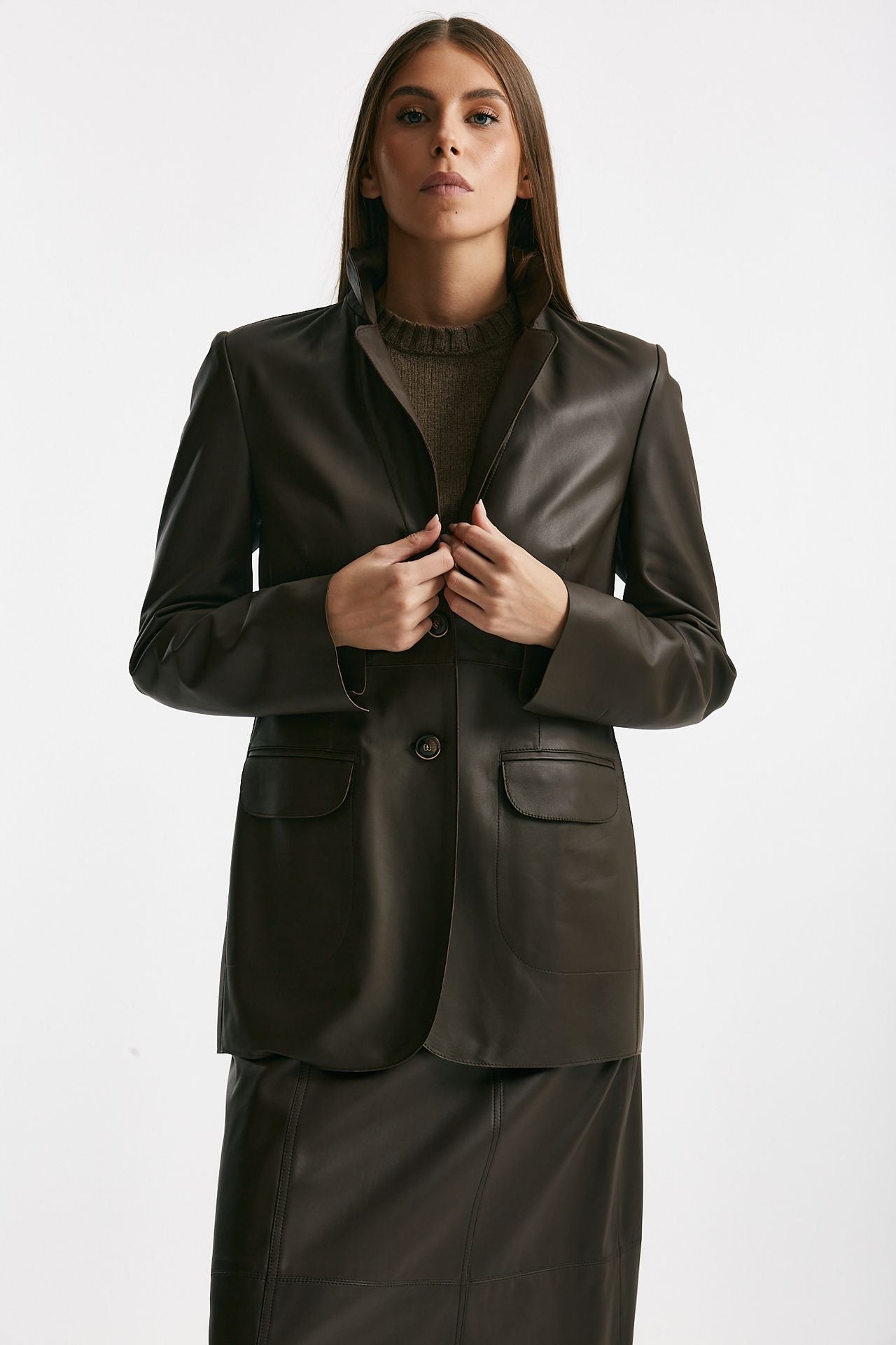 Giacca in vera pelle marrone donna Myskin - 7