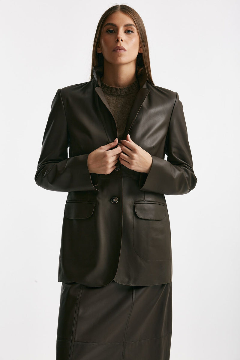 Giacca in vera pelle marrone donna Myskin - 7