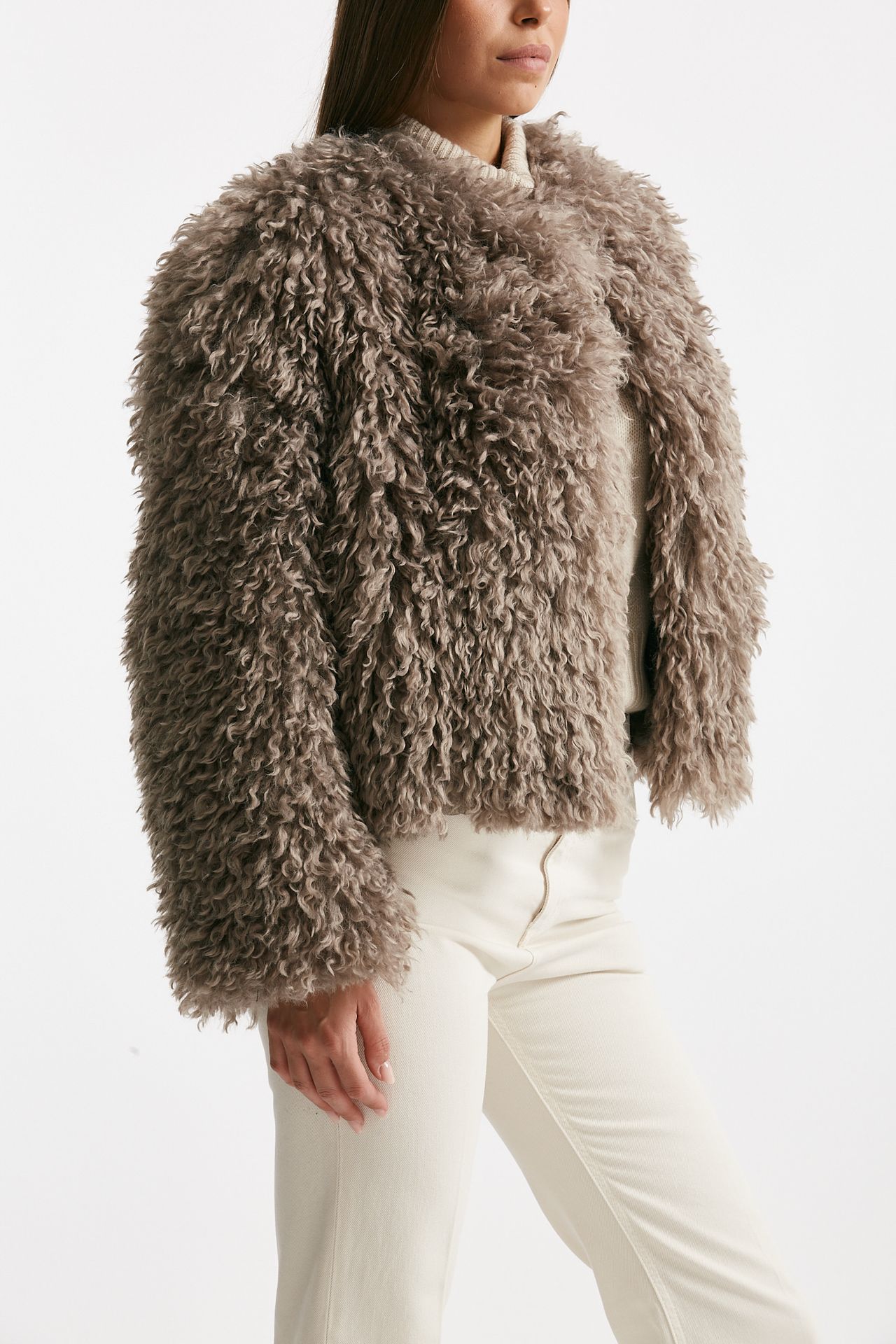 Eco fur crop PERLA tortora donna Tagliatore - 2