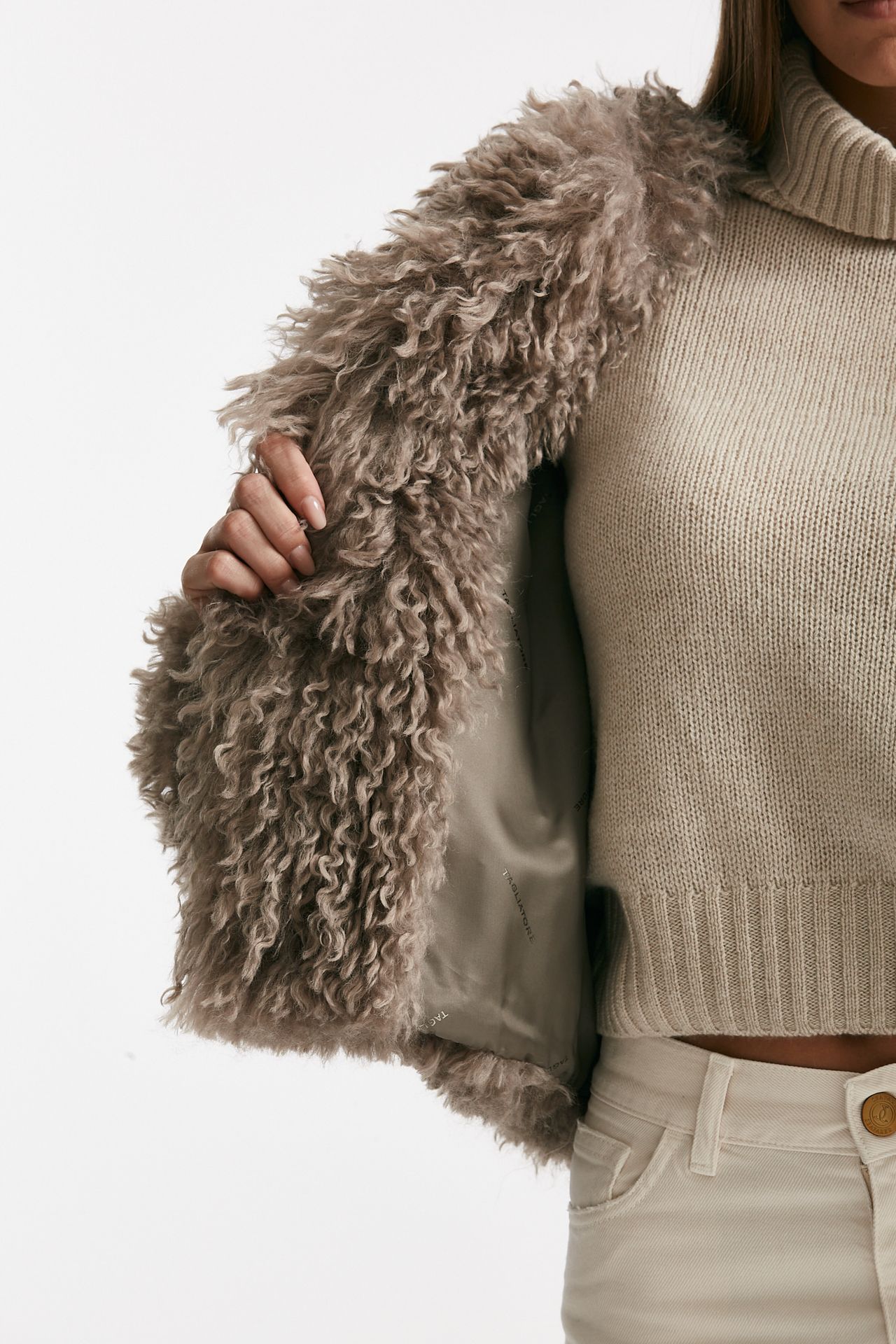 Eco fur crop PERLA tortora donna Tagliatore - 5