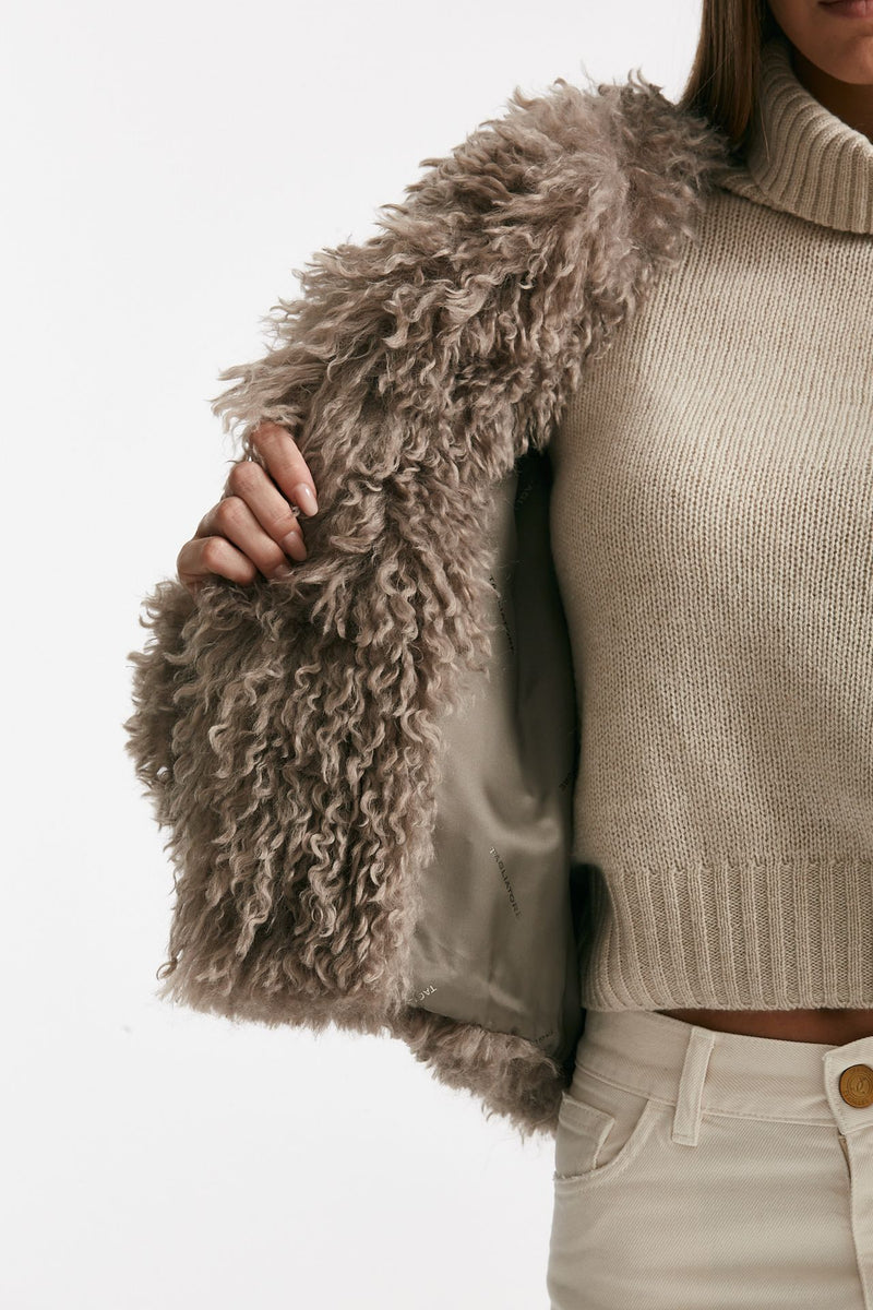 Eco fur crop PERLA tortora donna Tagliatore - 5