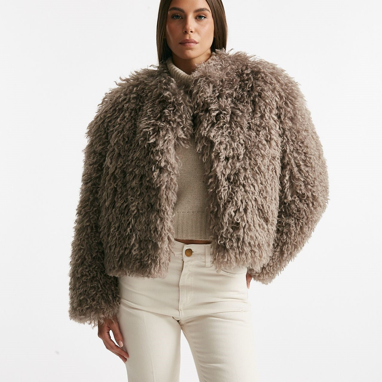 Eco fur crop PERLA tortora donna Tagliatore - 7