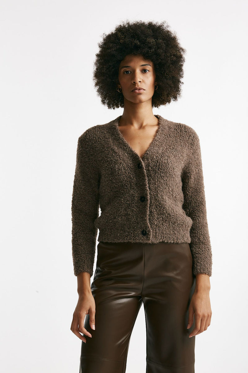 Maglia cardigan crop marrone donna Tagliatore - 2