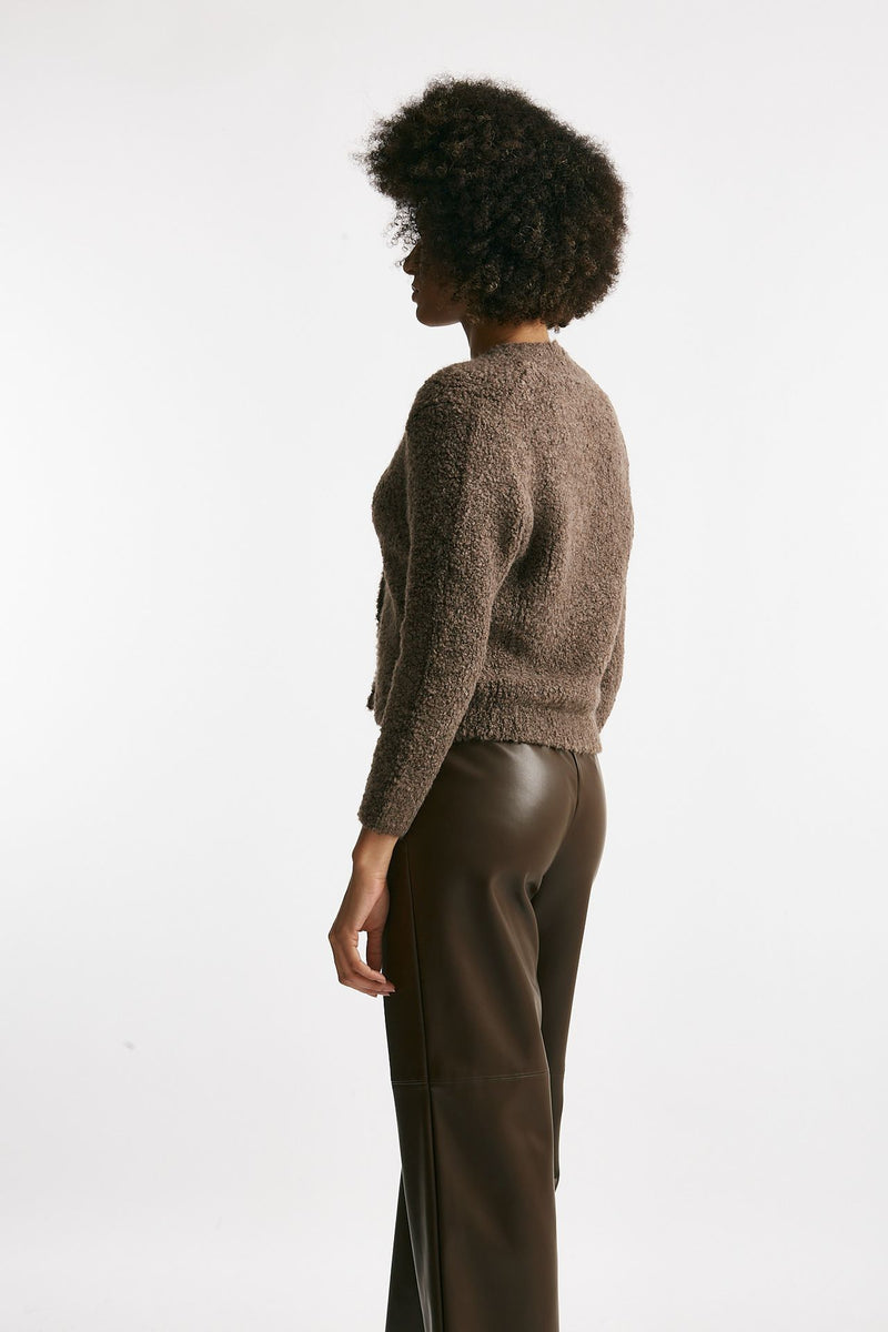 Maglia cardigan crop marrone donna Tagliatore - 4