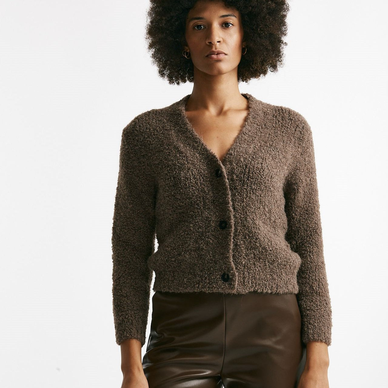 Maglia cardigan crop marrone donna Tagliatore - 6