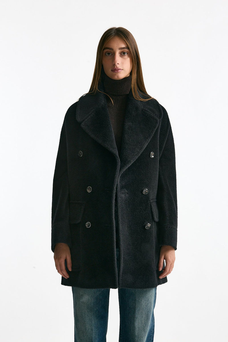 Cappotto over LILIAN in alpaca e lana nero donna Tagliatore - 1