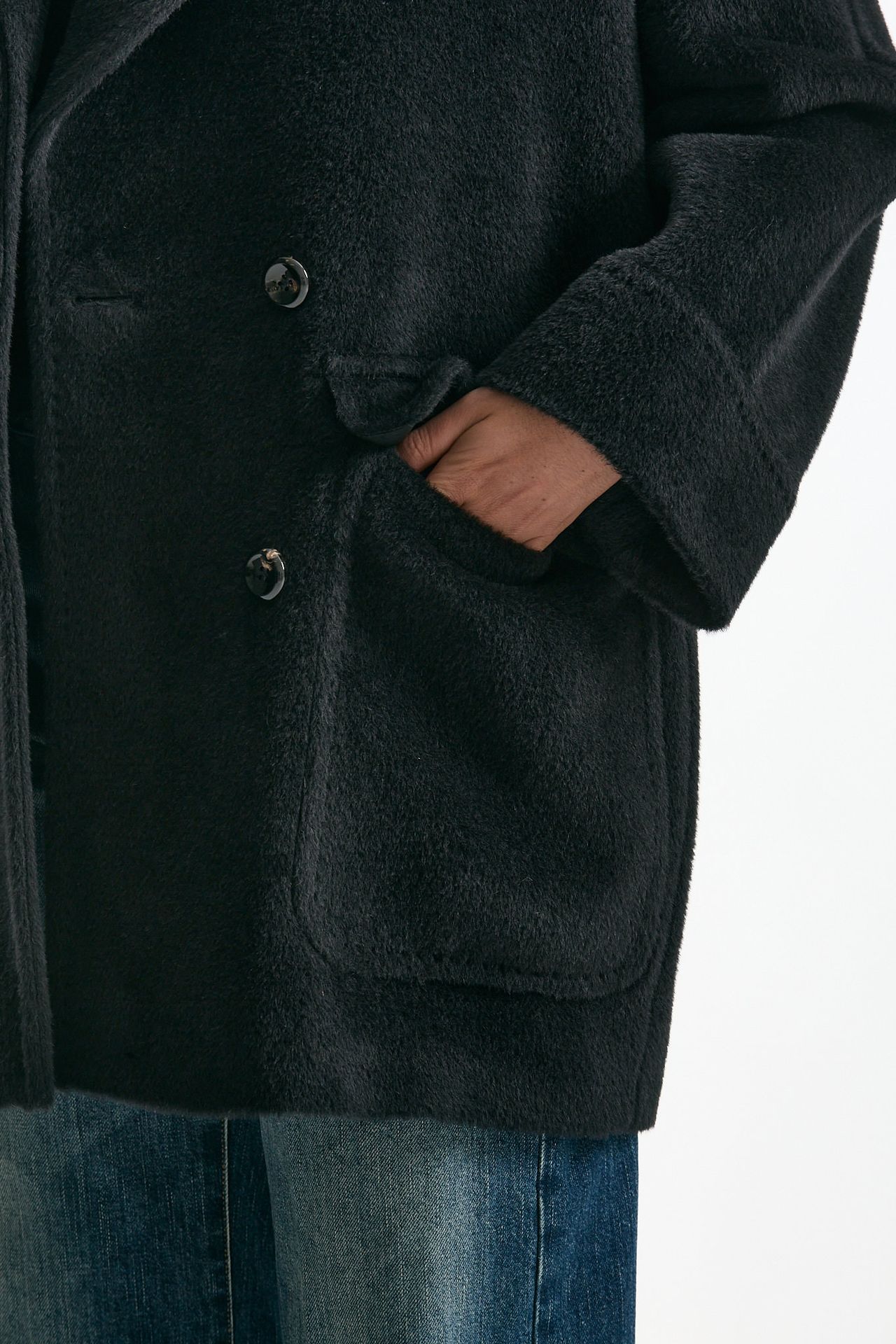 Cappotto over LILIAN in alpaca e lana nero donna Tagliatore - 5