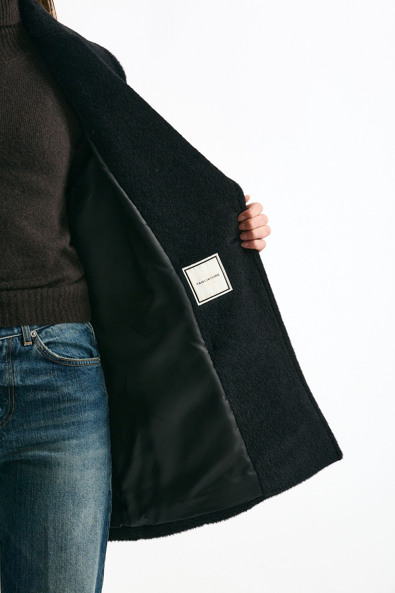 Cappotto over LILIAN in alpaca e lana nero donna Tagliatore - 8