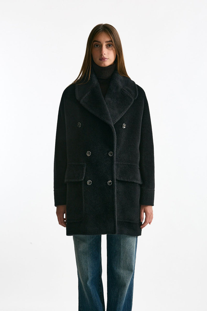 Cappotto over LILIAN in alpaca e lana nero donna Tagliatore - 4