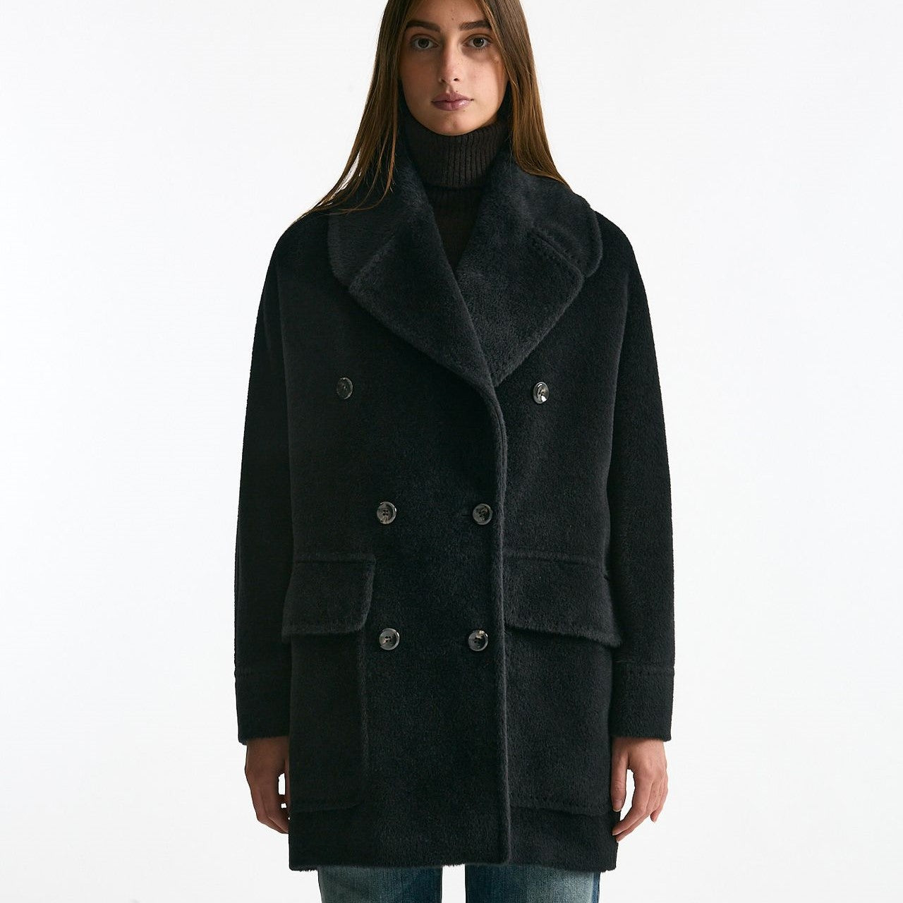 Cappotto over LILIAN in alpaca e lana nero donna Tagliatore - 10