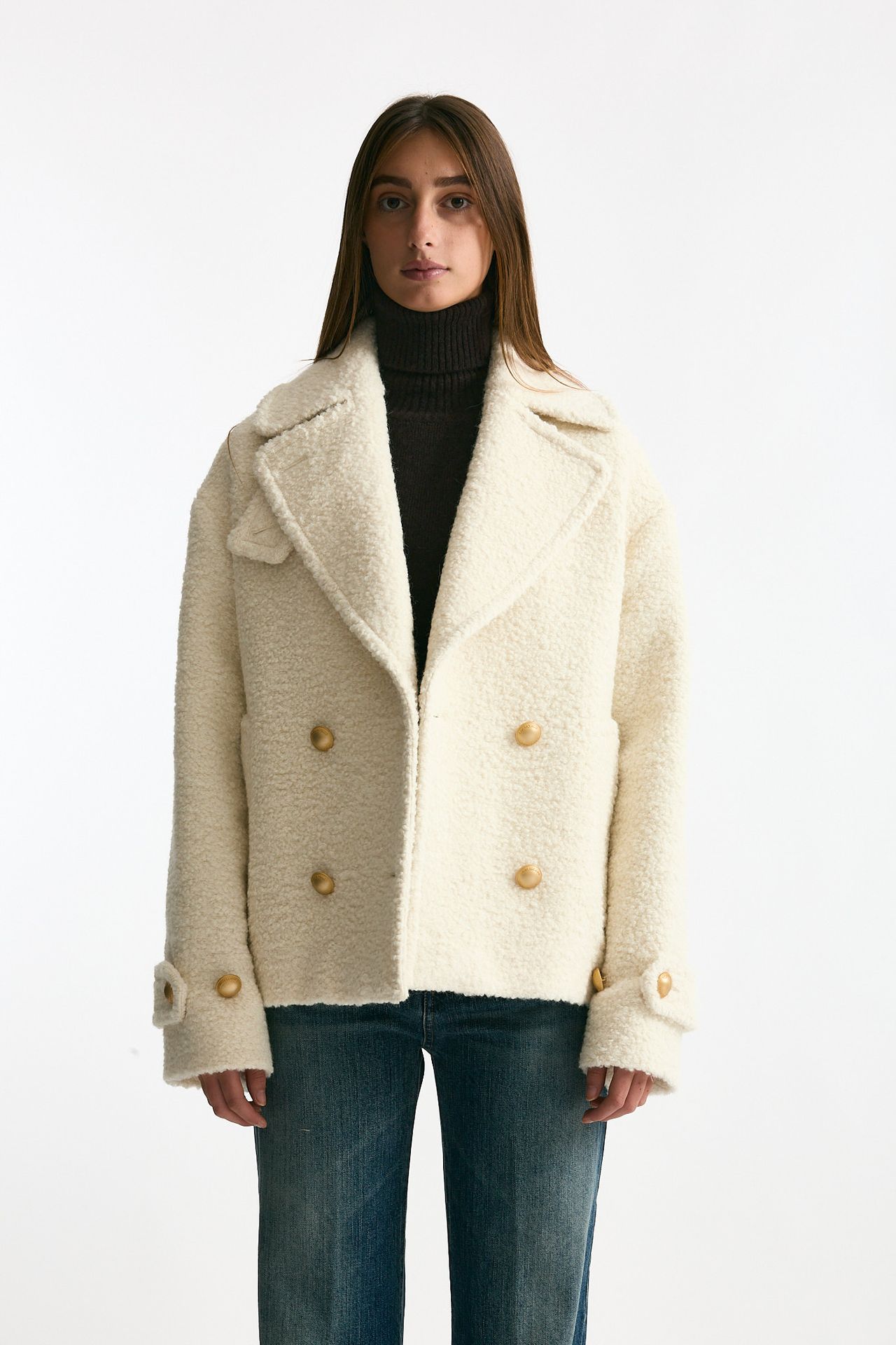 Caban corto bouclé bianco donna Tagliatore - 2