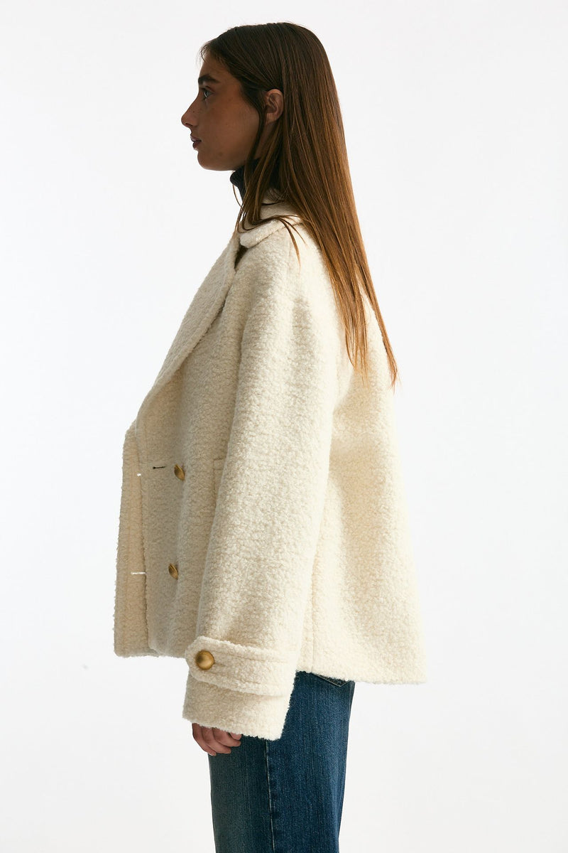 Caban corto bouclé bianco donna Tagliatore - 1