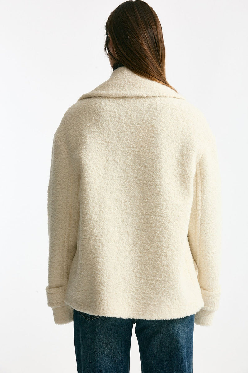 Caban corto bouclé bianco donna Tagliatore - 3