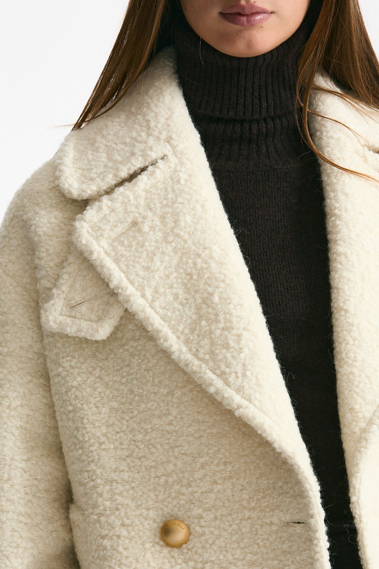 Caban corto bouclé bianco donna Tagliatore - 5