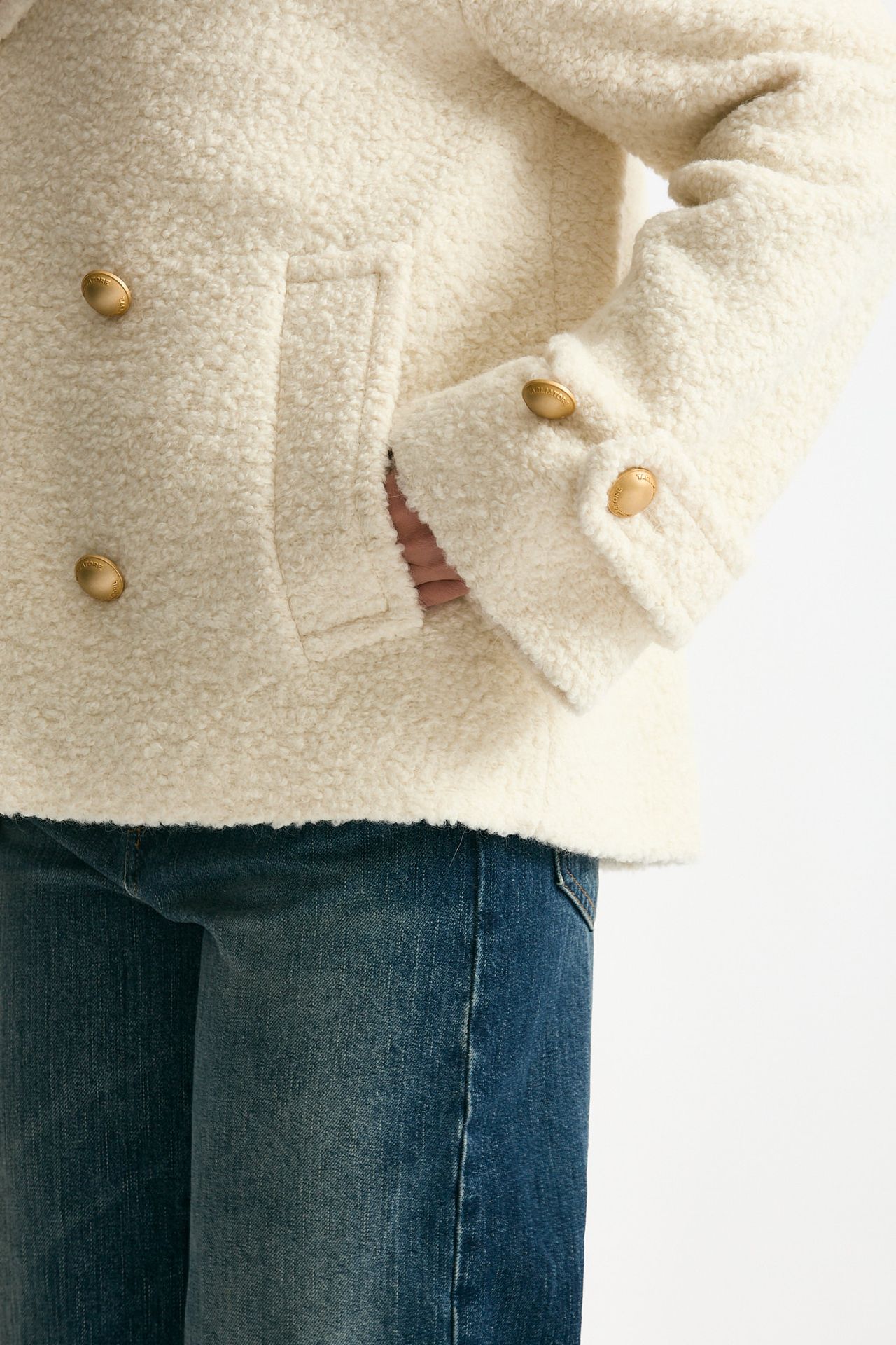 Caban corto bouclé bianco donna Tagliatore - 7