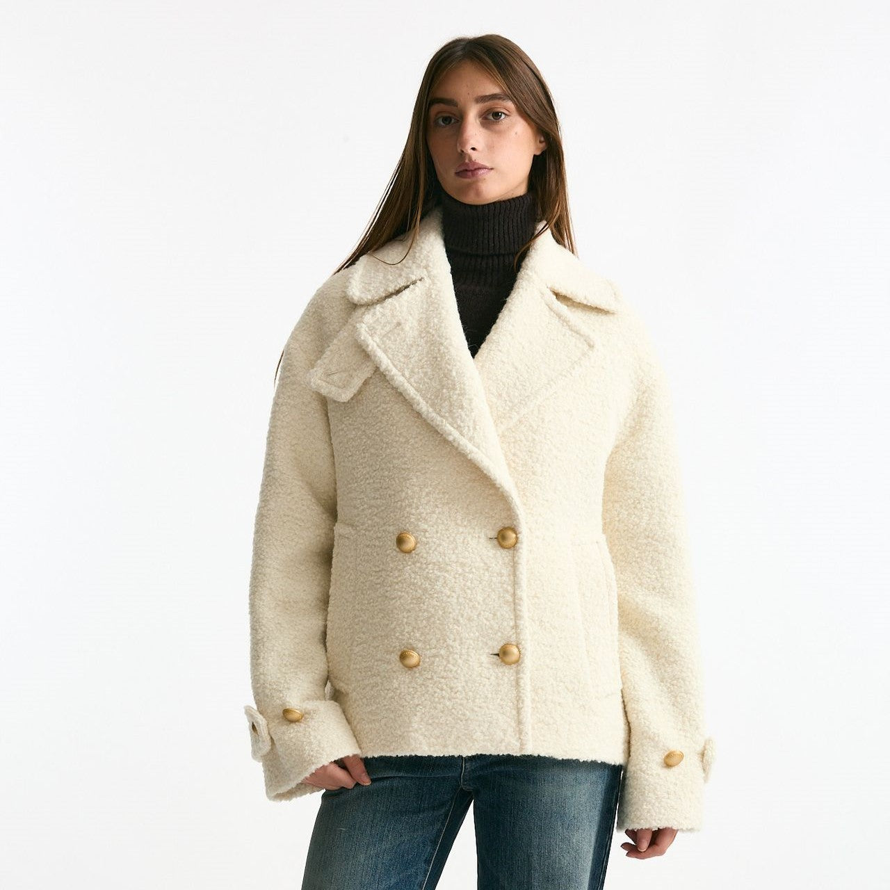 Caban corto bouclé bianco donna Tagliatore - 10