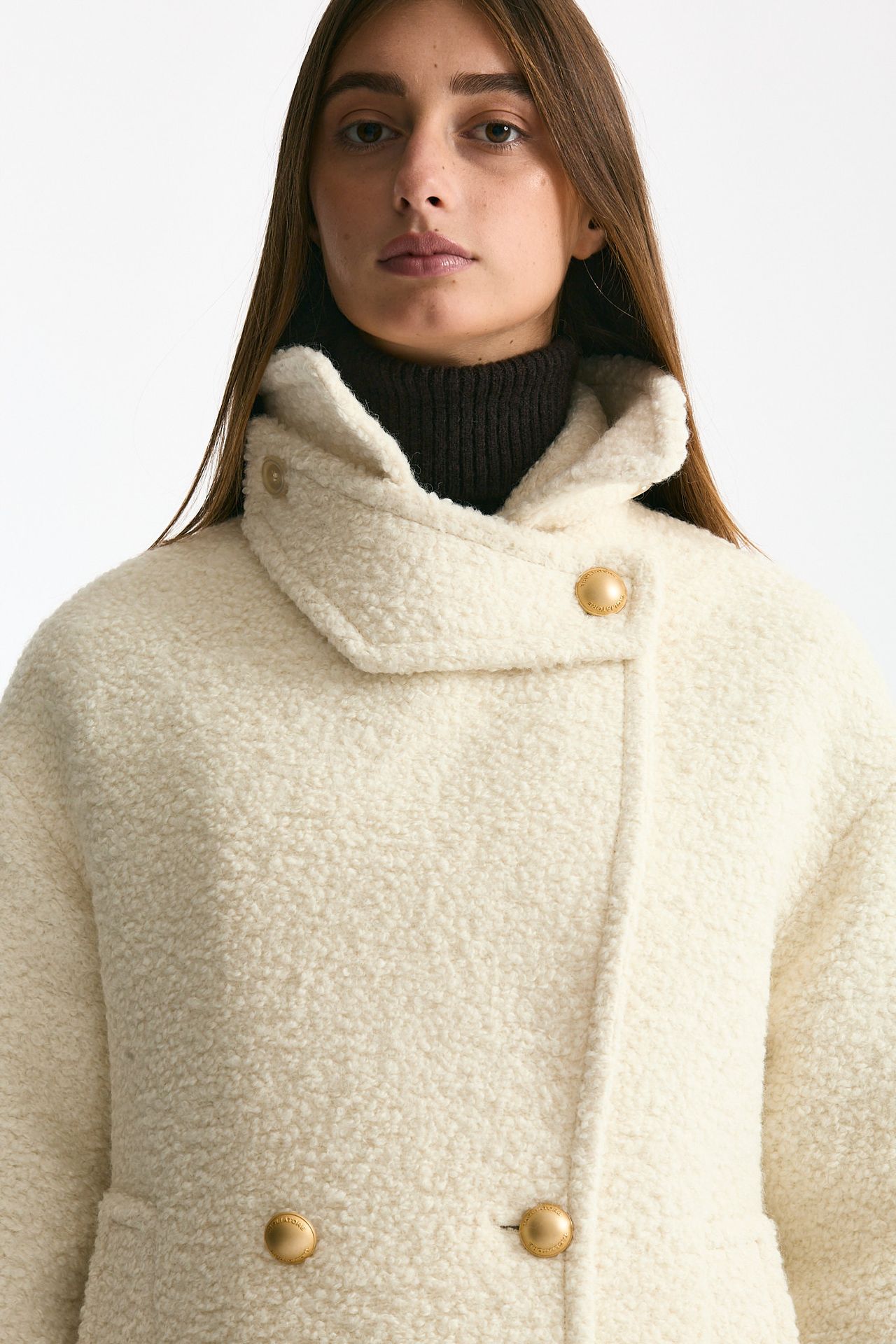 Caban corto bouclé bianco donna Tagliatore - 9