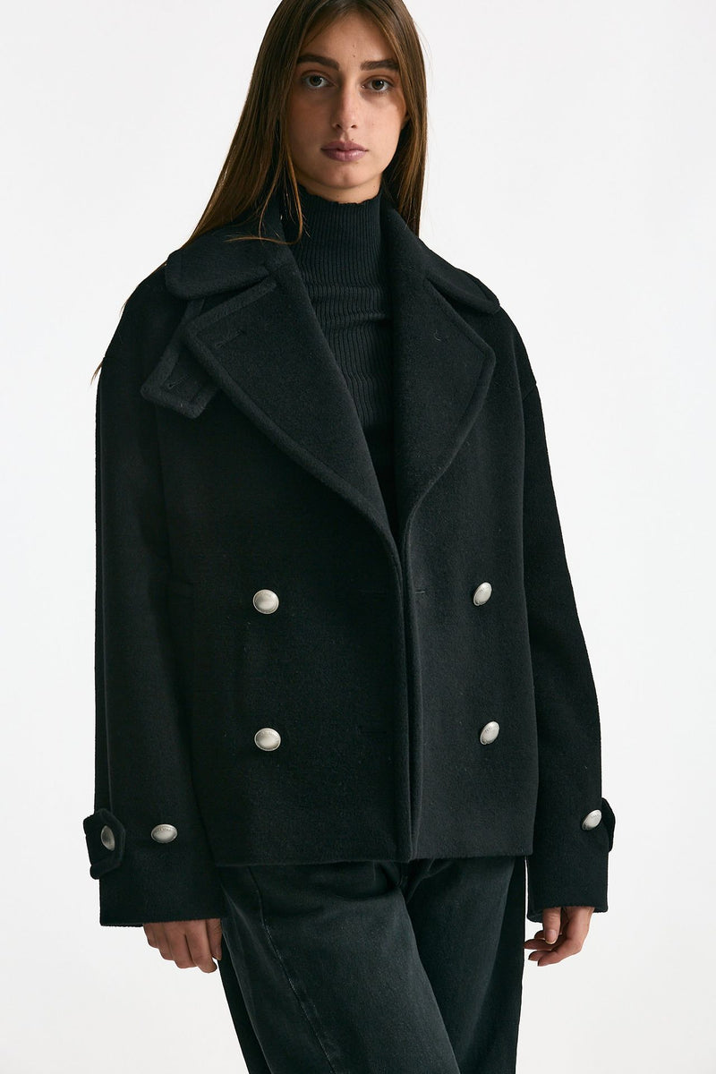 Caban corto in lana nero donna Tagliatore - 5