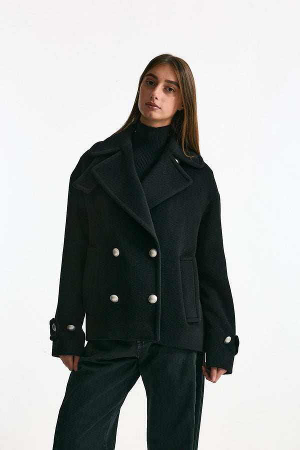 Caban corto in lana nero donna Tagliatore