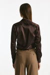 Camicia in pura seta marrone donna Tagliatore - 5
