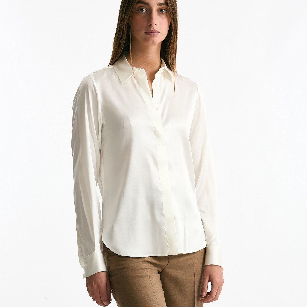 Camicia in pura seta bianco donna Tagliatore - 5