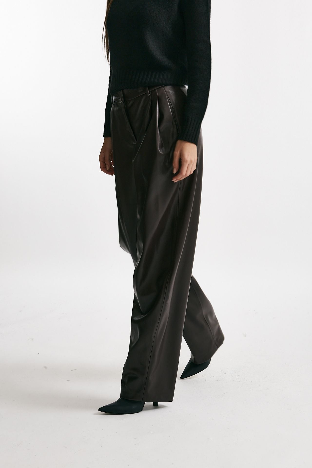 Pantalone in ecopelle bordeaux donna The andamane - 4